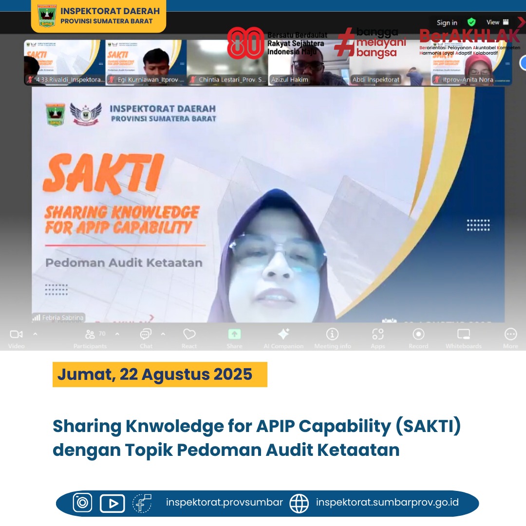 SHARING KNWOLEDGE FOR APIP CAPABILITY (SAKTI) DENGAN TOPIK PEDOMAN AUDIT KETAATAN